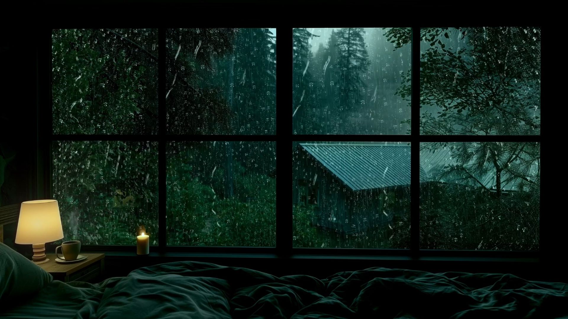 ШУМ ДОЖДЯ ЗА БОЛЬШИМ ОКНОМ 🌧️🕯️ ЗВУКИ ДОЖДЯ ДЛЯ СНА И РАССЛАБЛЕНИЯ