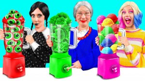 Кулинарный Челлендж# Уэнсдей Против Бабушки # Забавные Кухонные Лайфхаки от KiKi Challenge
