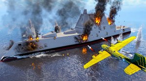 🚢 Эсминец Zumwalt vs  ✈💥штурмовик: как разваливается 15 000‑тонный корабль| Teardown | Мультики