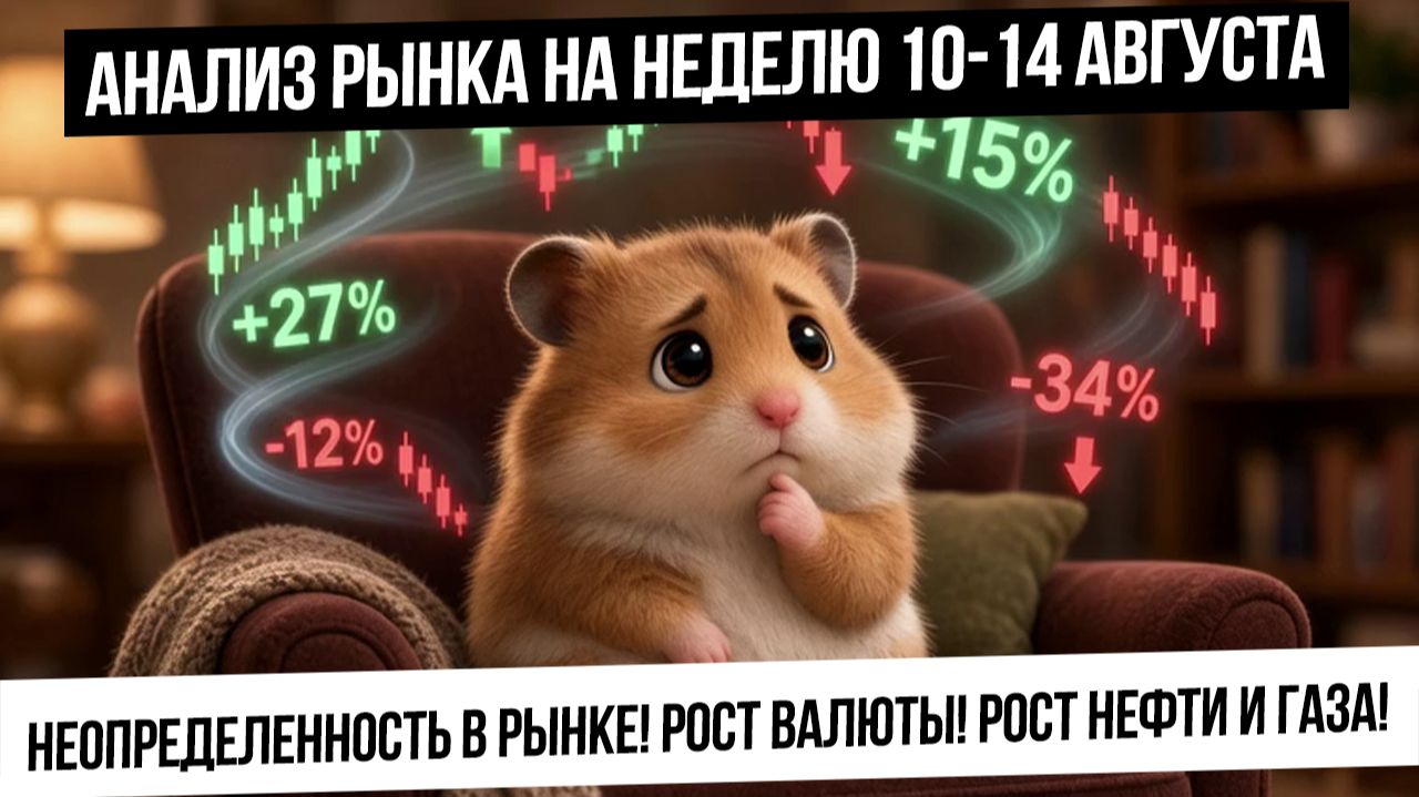 Анализ рынка на неделю 10-14 августа. Неопределенность в рынке! Рост валюты! Нефть и газ вверх?!