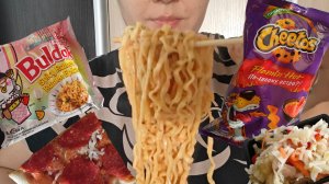 Мукбанг лапша Булдак🍜, чипсы🍟, пицца🍕 | Еда на камеру | Mukbang ASMR