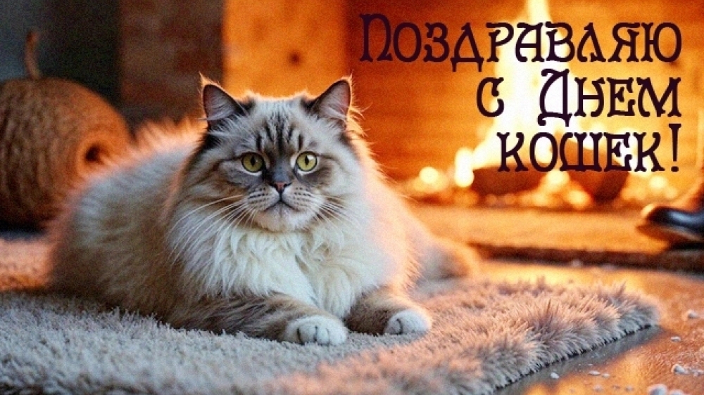 С днём кошек. Шикарная музыкальная открытка.