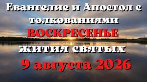 Евангелие дня 9 АВГУСТА 2026 с толкованием.  Апостол дня.  Жития Святых.
