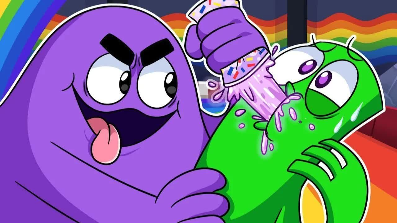 ГРИМАС ШЕЙК ВСЕХ ЗОМБИРУЕТ?! | Rainbow Friends 2 & Grimace Shake — Анимации на русском