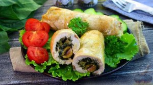 Куриные рулетики с сыром и шпинатом