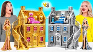 Строим Удивительный Кукольный Домик Золотой vs Серебряный Челлендж _ Идеи Для Крошечных Построек