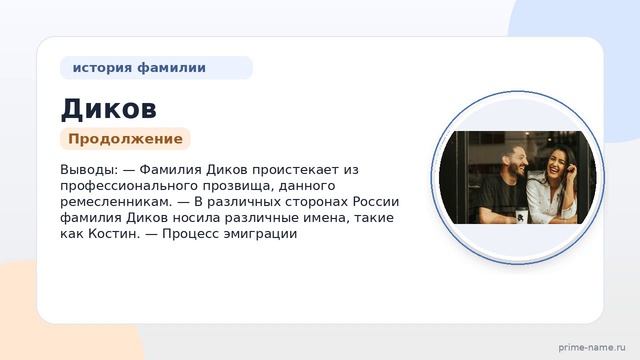 Фамилия Диков: происхождение, значение и склонение