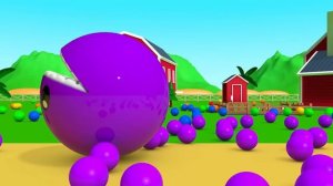 Изучаем цвета и названия животных _ 3D Пакман ест много уличных транспортных средств и сюрпризов