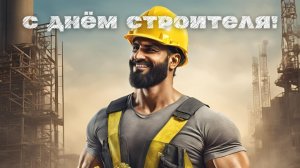 С днём строителя. Красивая музыкальная открытка.