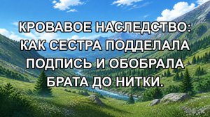 Кровавое наследство: Как сестра подделала подпись и обобрала брата до нитки.