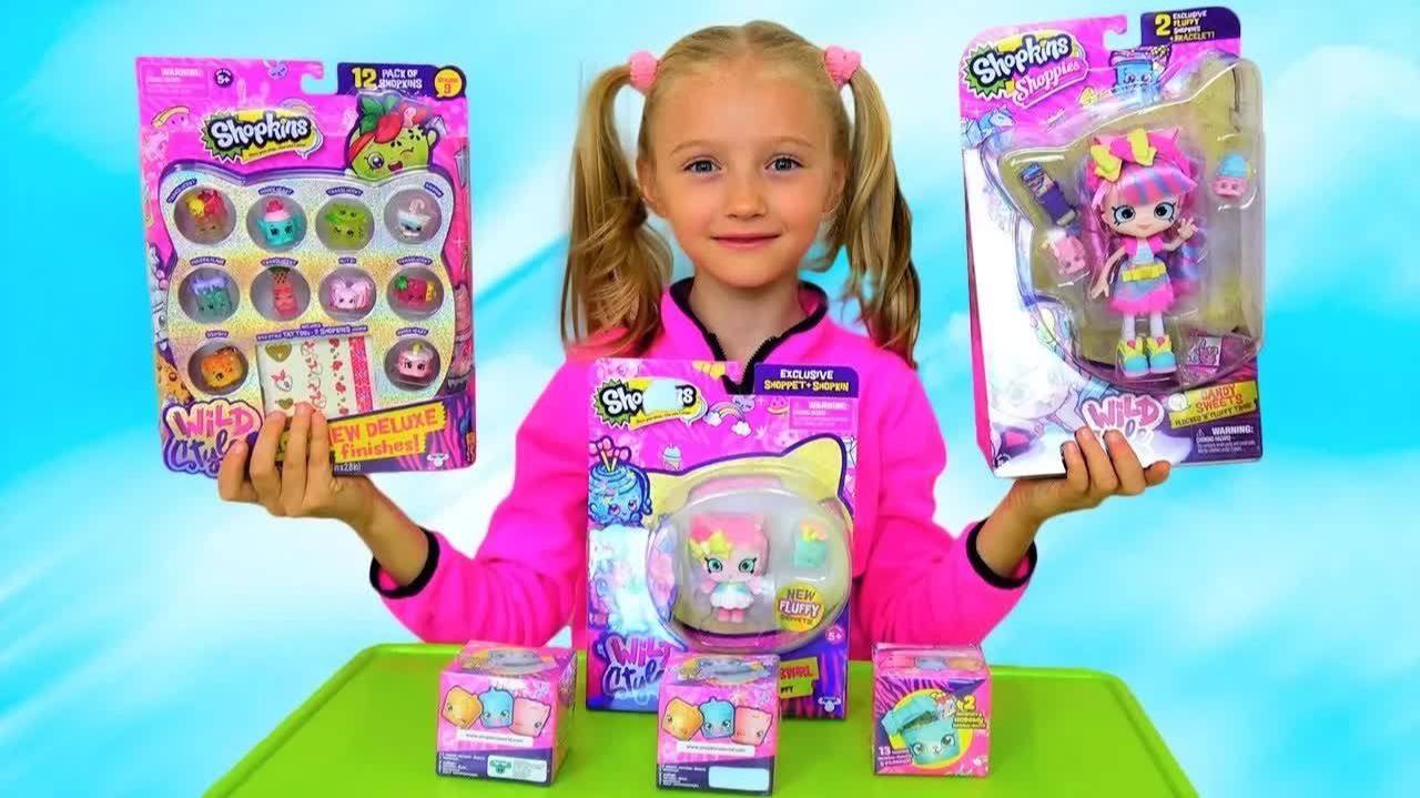 Полина показывает игрушки Shopkins Wild Style Стильная команда