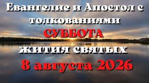 Евангелие дня 8 АВГУСТА 2026 с толкованием.  Апостол дня.  Жития Святых.