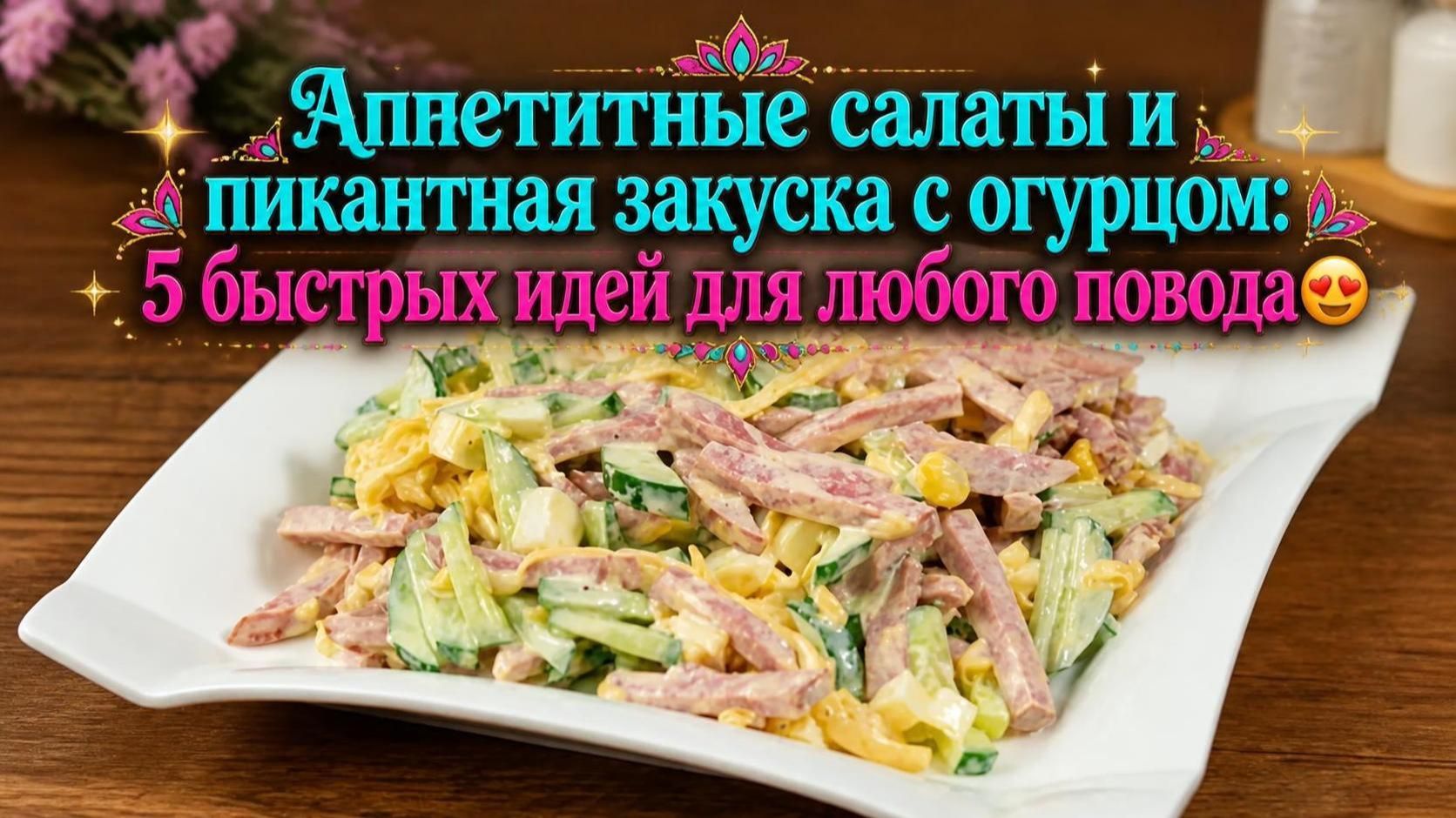 Аппетитные салаты и пикантная закуска с огурцом_5 быстрых идей для любого повода😍