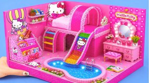 😻🌈Как сделать домик Hello Kitty с радужной горкой из картона #Миниатюрный дом своими руками💦❤️