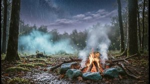 Ночной лес со сверчками и костром ⭐🪄 Расслабляющие звуки природы