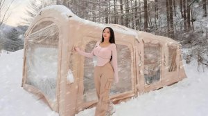 Ночь в снегу: уют в огромной палатке