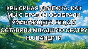 КРЫСИНАЯ ДЕЛЁЖКА: КАК МЫ С БРАТОМ ОБОБРАЛИ УМИРАЮЩЕГО ОТЦА И ОСТАВИЛИ МЛАДШУЮ СЕСТРУ НА ПАПЕРТИ