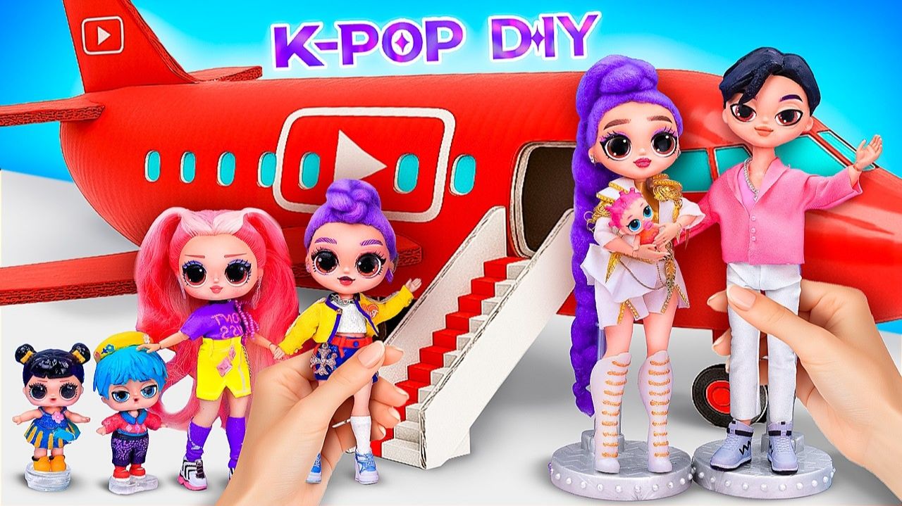 K-Pop Охотницы на Демонов в YouTube-самолёте! 10 поделок для кукол L.O.L.