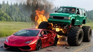 Испытание «Машины против низких выхлопных труб» в BeamNG/Drive
