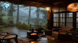 🎵Музыка для сна, глубокого расслабления, отдыха🌧️Дождь на уютной веранде с камином🔥#дождьдлясна
