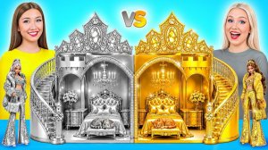 Строим Удивительный Кукольный Домик Золотой vs Серебряный Челлендж _ Простые Трюки для Декора
