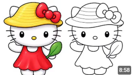 Как нарисовать милую Hello Kitty в платьице