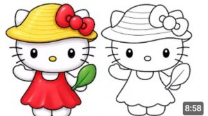 Как нарисовать милую Hello Kitty в платьице
