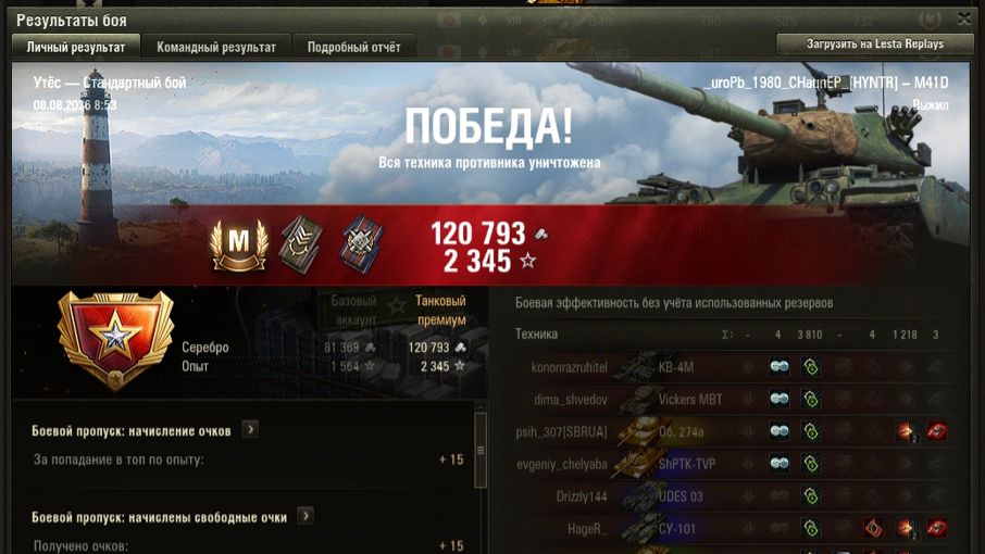 УТЁС МАСТЕР на M41D ОПЫТ: 1158 СУММАРНЫЙ УРОН: 5028
