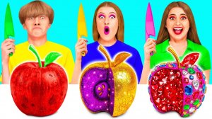 Бедная vs Богатая vs Ультра Богатая еда Челлендж # Удивительные Кулинарные Лайфхаки от Happy Fu