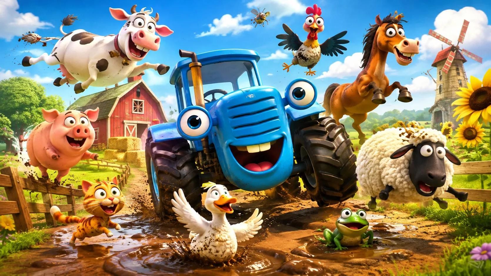 Синий трактор, развивающие игры для детей.