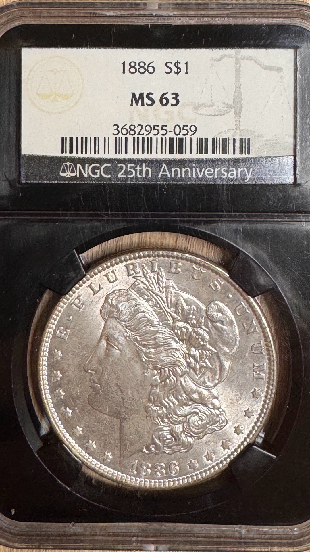 1 доллар 1886 США Морган MS63 NGC