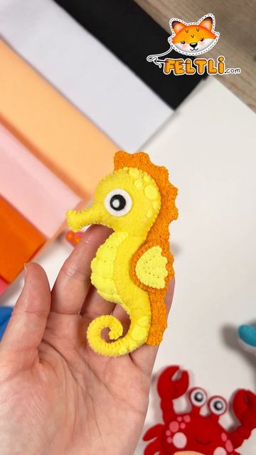Игрушки из фетра / Морской конёк из фетра своими руками #мойавгуст #feltli #игрушкиизфетра #шьюизфет