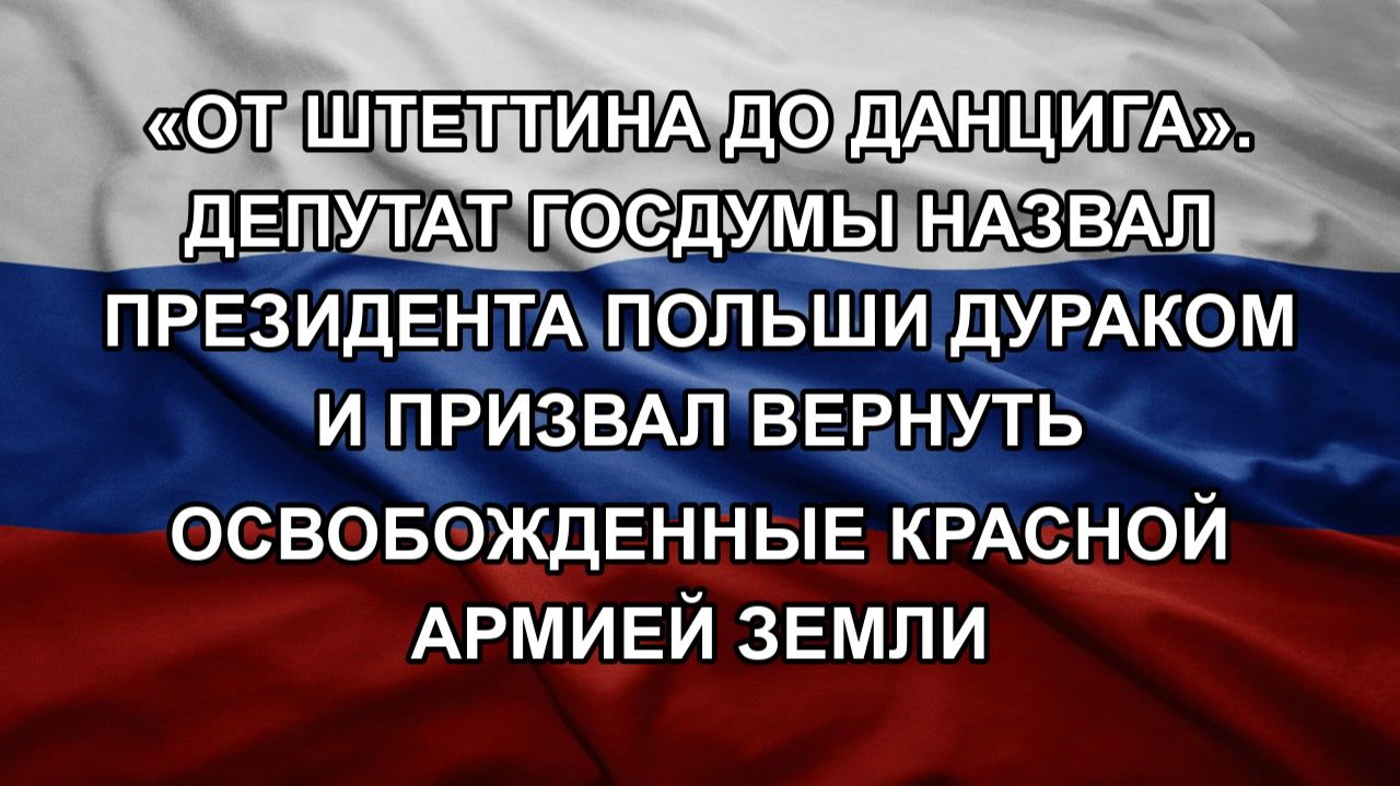 «От Штеттина до Данцига». Депутат Госдумы назвал президента Польши дураком и призвал вернуть освоб