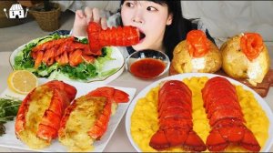 Мукбанг - морепродукты и лобстер и лосось