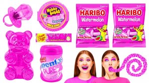 Едим Продукты Только Розового цвета 24 часа Челлендж # Смешные Ситуации с Едой от