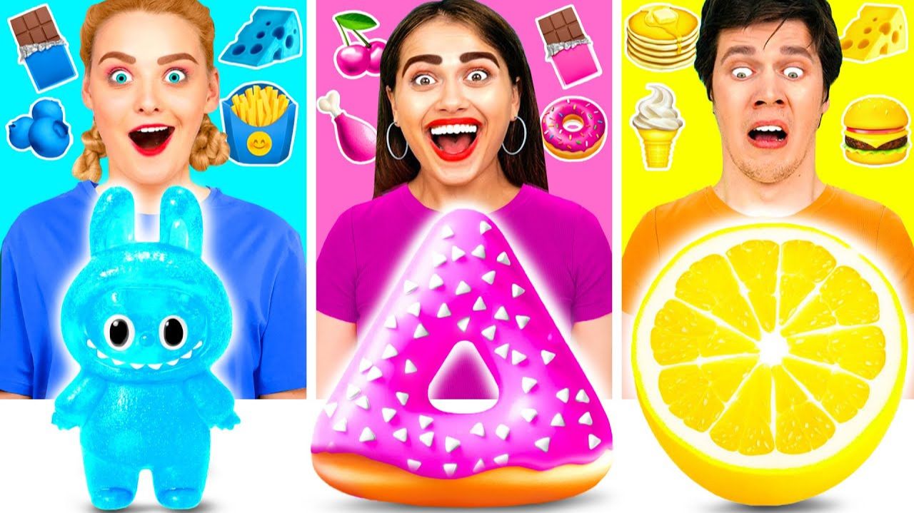 24 Часа Едим Еду Одного Цвета Челлендж # Вкусные Кухонные Лайфхаки от Ideas4Fun Challenge