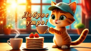 С добрым утром! Чашка кофе, кот-бариста и немножко счастья!
