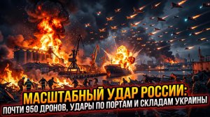 💥Масштабный удар России: почти 950 дронов, удары по портам и складам Украины