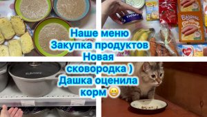 Наше меню , закупка продуктов. Новая сковородка) Дашка оценила корм 😁