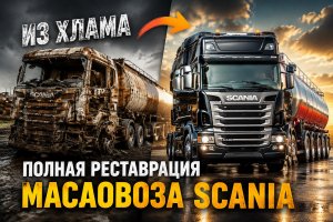 Полное восстановление разрушенной бензовозной модели Scania