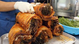 хрустящий сэндвич с мясной бомбой по-американски - корейская уличная еда