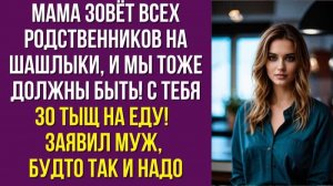 Мама зовёт всех родственников на шашлыки, и мы тоже должны быть! С тебя 30 тыщ на еду! — заявил муж