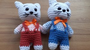 Котик малышок ч 2. Всего 12 см. вяжем крючком.