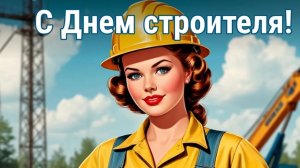 С днём строителя. Красивая музыкальная открытка.