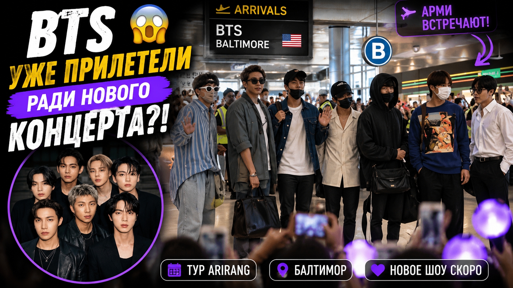 🔥 BTS уже в Балтиморе! Группа прилетела ради нового концерта