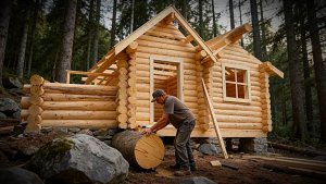 Я построил свой первый бревенчатый дом в глуши леса — от начала до конца.