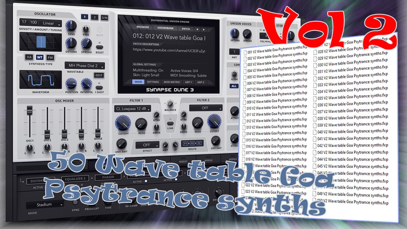 Free Vol 2 DUNE3 50 Wave Table Goa Psytrance Synths By Soulbringer