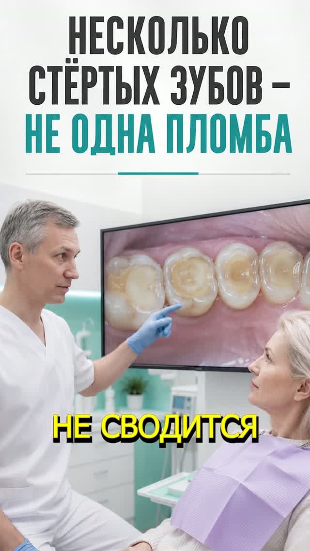Стёрлись несколько зубов —одной пломбы будет недостаточно и вот почему.