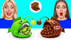 Челлендж. Шоколадная Еда vs Настоящая еда # Вкусные Кухонные Лайфхаки от Funny DO Challenge