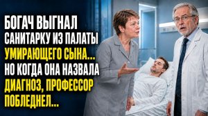 БОГАЧ ВЫГНАЛ САНИТАРКУ ИЗ ПАЛАТЫ УМИРАЮЩЕГО СЫНА… НО КОГДА ОНА НАЗВАЛА ДИАГНОЗ, ПРОФЕССОР ПОБЛЕДНЕЛ…